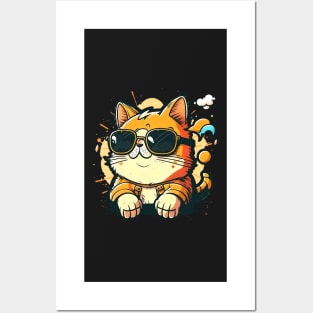 Cute Cat wearing sunglasses Posters and Art